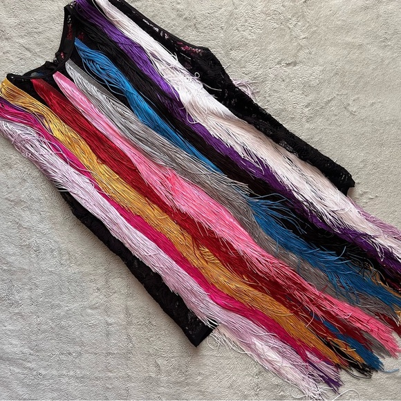 Romance Was Born I Feel Love Fringe Lace Sleeveless Party Top Rainbow Black - Picture 1 of 13